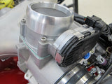 Throttle Body for DBW / e-Gas / e-Throttle Media -- installed on 3.2 Carrera intake manifold -- shown with fabrication sleeve (additional cost item) -- TurboKraft in-house EFI 930 Turbo build