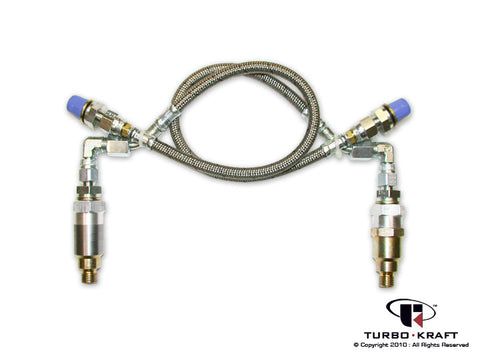 Updated oil feed line assembly for 993 turbochargers.  Works with original K16 (Turbo) and K24 (X50/GT2) turbochargers, as well as K-based hybrids.