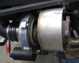 TurboKraft's stainless turbocharger turbine heat shield installed on Garrett GT3582R turbocharger, 1982 930/911 Turbo