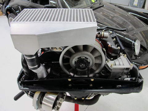 TurboKraft Longneck Intercooler configured for EFI on 930/911 Turbo engine fitted with TurboKraft's EFI Concersion including Injector Blocks v2.0 package, Garrett GT35R package.